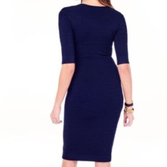 Ingrid & Isabel navy sweater midi dress Sz.S/M 1/2 sleeve stretch blue knit - Picture 1 of 16